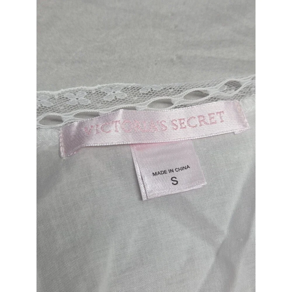 Y2K Victoria's Secret White Sheer Eyelet Babydoll & Thong Set Pink Tag Size S